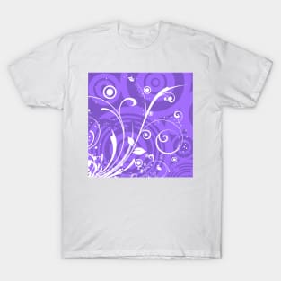 Purple White Floral Art T-Shirt